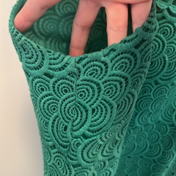 Laundry by Shelli Segel Green Dress Scalloped Crochet Sleeveless Sheath Mini - Picture 6 of 11